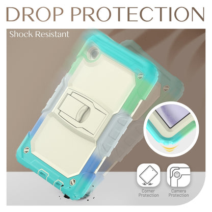 For Samsung Galaxy Tab A11 / A9 Silicone Hydric PC Tablet Case with Shoulder Strap & Holder(Colorful Light Blue) by bashfashion