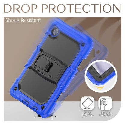 For Samsung Galaxy Tab A11 / A9 Silicone Hydric PC Tablet Case with Shoulder Strap & Holder(Dark Blue) by bashfashion