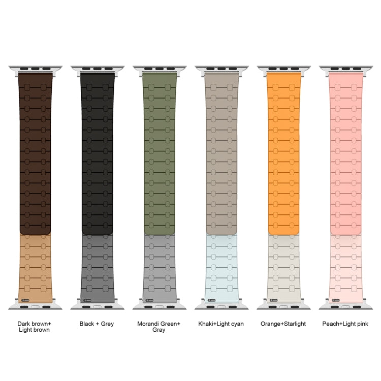 For Apple Watch Series 8 41mm Two Color Loop Magnetic Silicone Watch Band(Black+Grey) by bashfashion