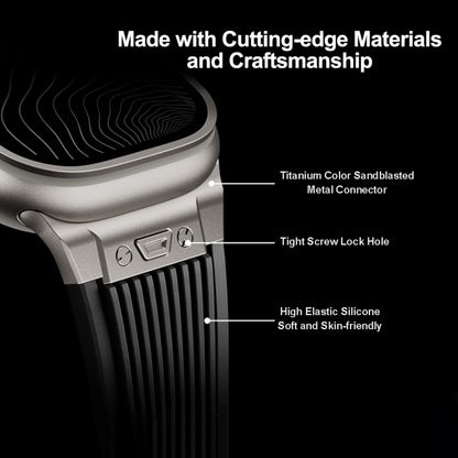 For Apple Watch Ultra 49mm Vertical Texture Titanium Buckle Elastic Silicone Watch Band(Orange) by bashfashion