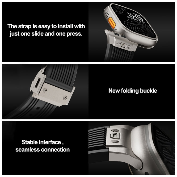 For Apple Watch Ultra 49mm Vertical Texture Titanium Buckle Elastic Silicone Watch Band(Grey) by bashfashion