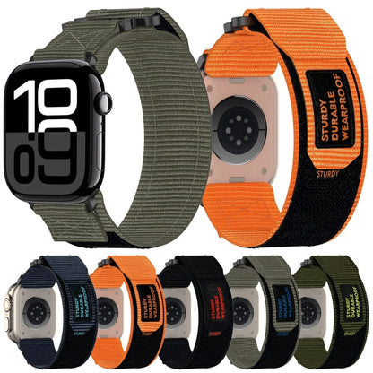 For Apple Watch Series 9 45mm Nylon Hook And Loop Fastener Watch Band(Orange) by bashfashion