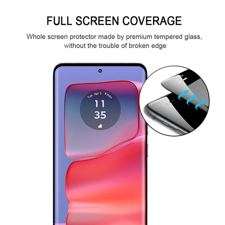 For Motorola Edge 50 Pro Edge Glue 9H HD 3D Curved Edge Tempered Glass Film(Black) by bashfashion