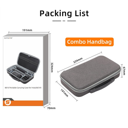 For Insta360 X4 / X5 Sunnylife Carrying Case Handbag, Model:X4-B816 Combo Bag by Sunnylife