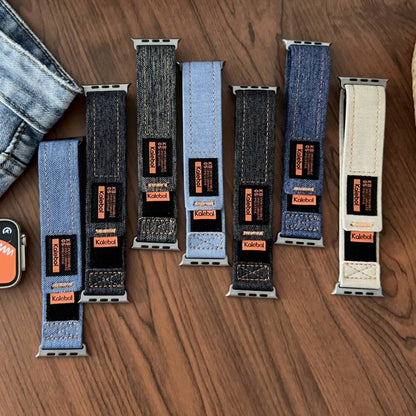 For Apple Watch Series 5 44mm Cowboy Nylon Hook and Loop Fastener Watch Band(Grey) by bashfashion