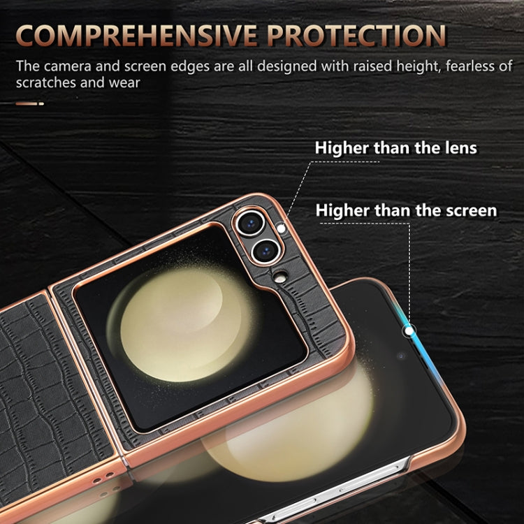 For Samsung Galaxy Z Flip6 / 7 FE AZNS Electroplated Frame Crocodile Texture Full Coverage Phone Case(Black) by AZNS