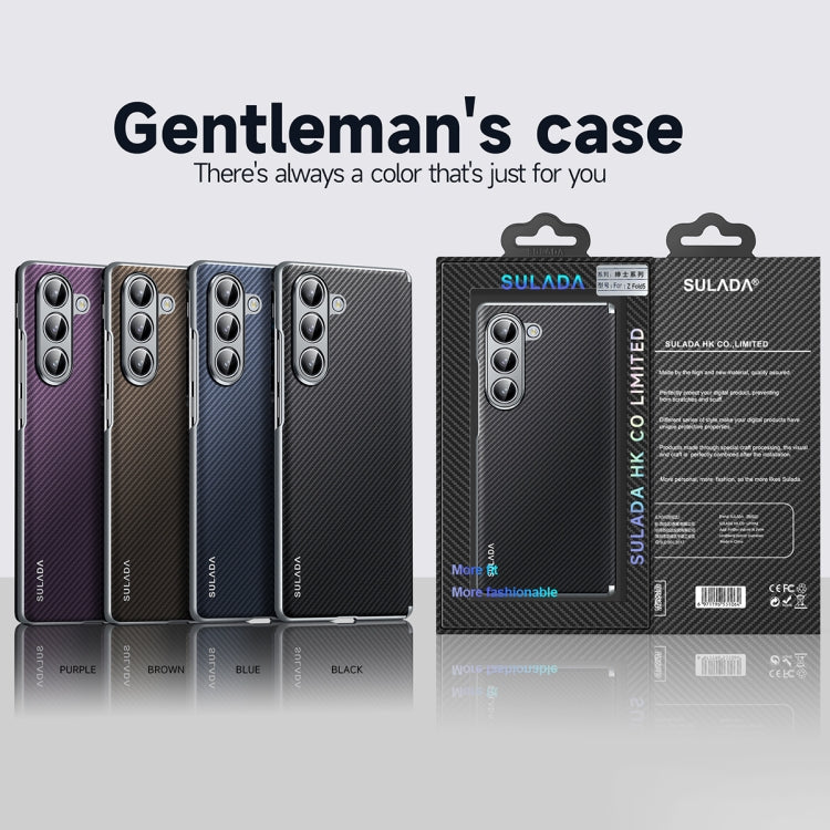 For Samsung Galaxy Z Fold5 SULADA 600D Kevlar Texture PC Shockproof Phone Case(Blue) by SULADA