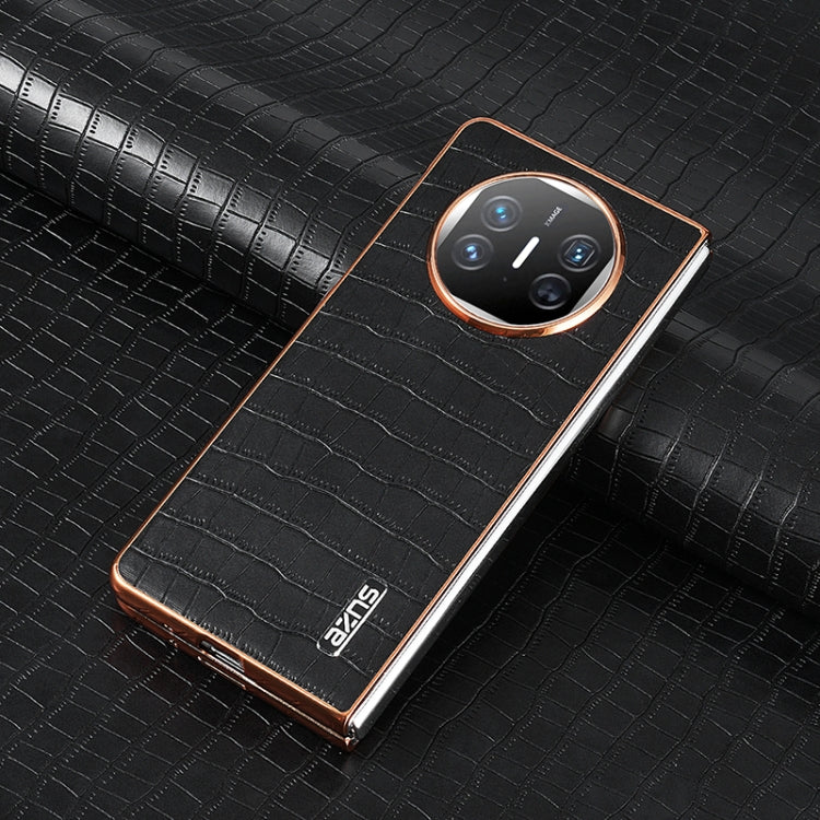 For Huawei Mate X3 / X5 AZNS Electroplated Frame Crocodile Texture Full Coverage Phone Case(Black) by AZNS