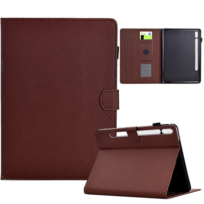 For Samsung Galaxy Tab S9 / S9 FE Solid Color Fiber Texture Smart Tablet Leather Case(Brown) by bashfashion