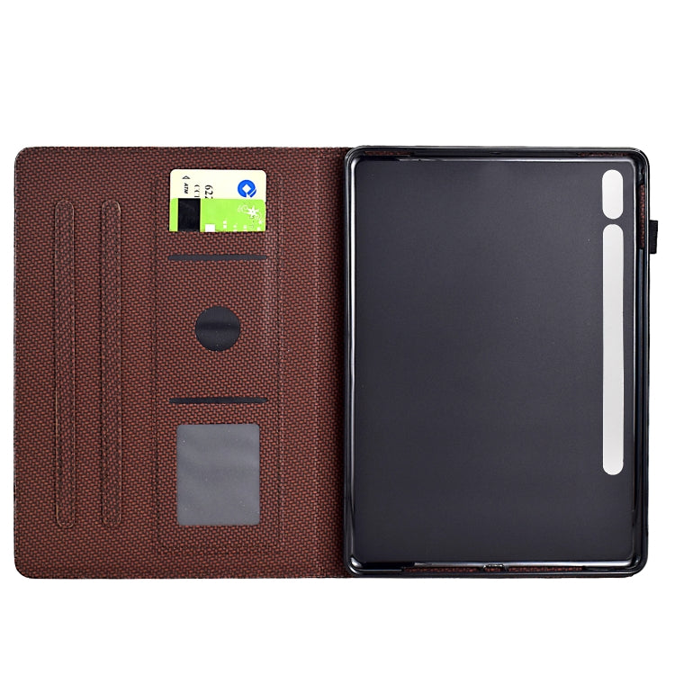 For Samsung Galaxy Tab S9 / S9 FE Solid Color Fiber Texture Smart Tablet Leather Case(Brown) by bashfashion