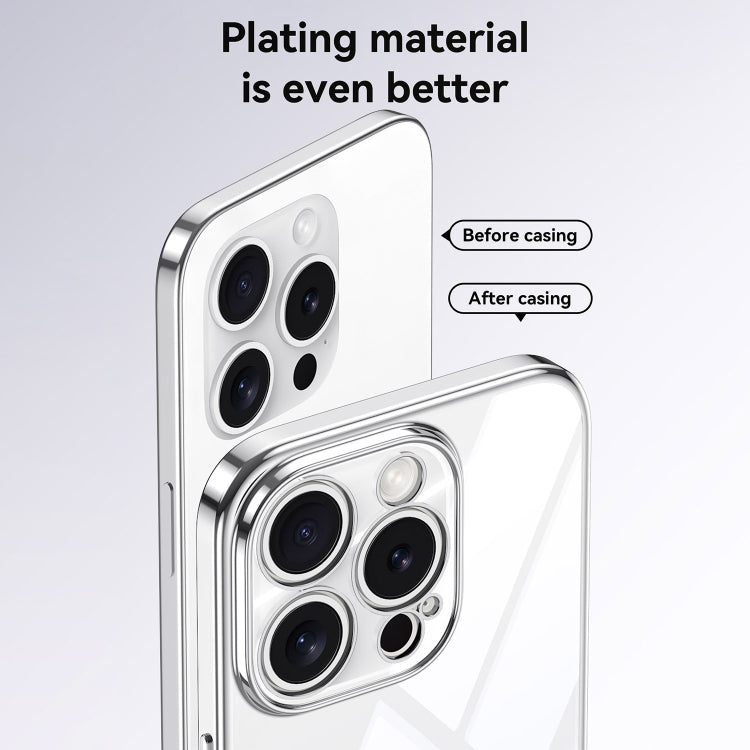 For iPhone 14 Pro Max SULADA Electroplated Clear TPU Soft Frame Phone Case with Wrist Strap(Silver) by SULADA