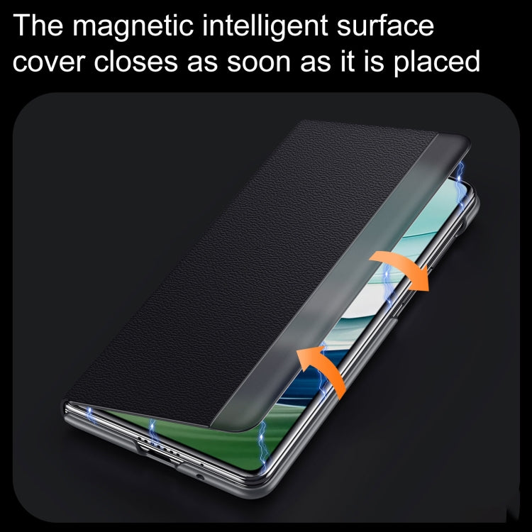 For Huawei Mate X5 / X3 SULADA Smart Series Wristband Holder Smart View Window Genuine Leather Phone Case(Brown) by SULADA