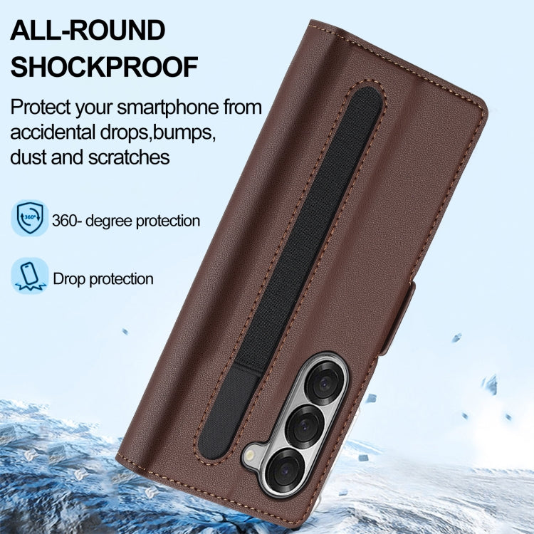 For Samsung Galaxy Z Fold5 LC.IMEEKE L1 Series Frosted Fine Texture PU Phone Case with Pen Slot, Pen Not Included(Black) by LC.IMEEKE