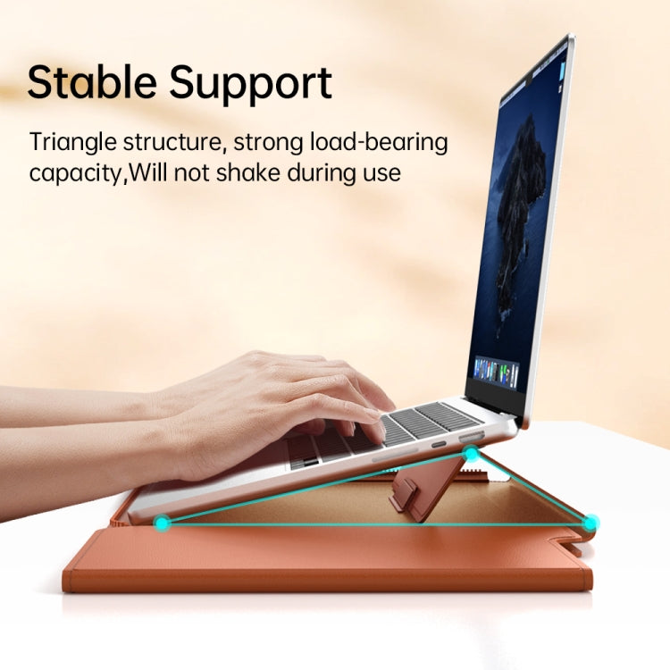 Multifunctional Laptop PU Magnetic Stand Split Liner Bag with Mouse Pad Function, Size:13-14 inch(Dark Blue) by bashfashion