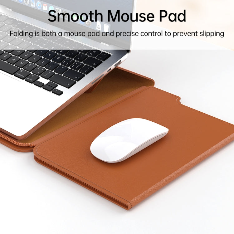 Multifunctional Laptop PU Magnetic Stand Split Liner Bag with Mouse Pad Function, Size:15 inch(Grey) by bashfashion