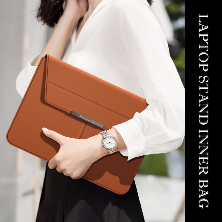 Multifunctional Laptop PU Magnetic Stand Split Liner Bag with Mouse Pad Function, Size:15 inch(Rose Gold) by bashfashion