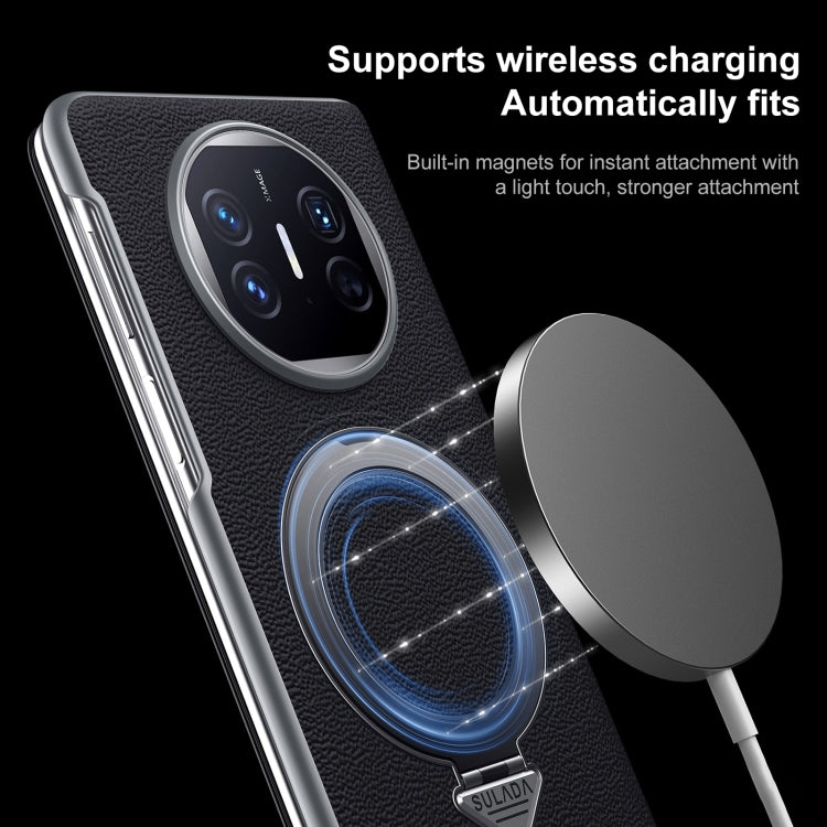 For Huawei Mate XT Ultimate Design SULADA Smart View Window MagSafe Magnetic Holder Leather Phone Case(Black) by SULADA