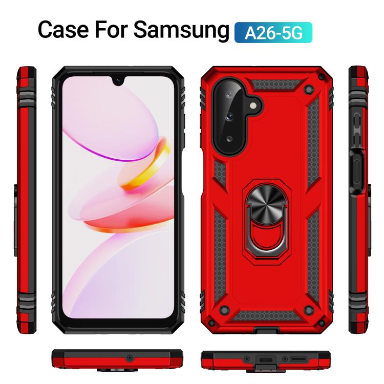For Samsung Galaxy A26 5G / A17 5G Shockproof TPU + PC Phone Case with Holder(Red) by bashfashion