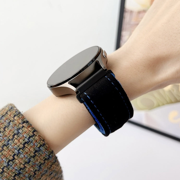 For Samsung Galaxy Watch 7 / 6 / 5 Snap Button Brushed Plush Watch Band(Black Grey) by bashfashion