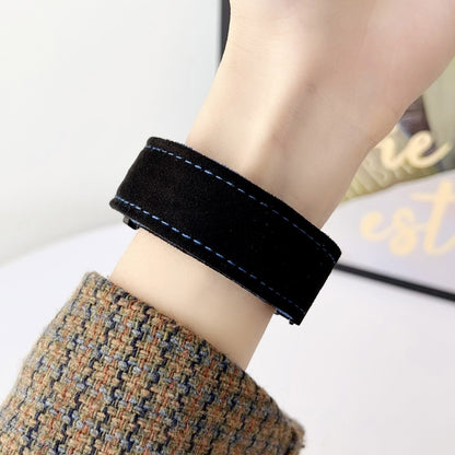 For Samsung Galaxy Watch 7 / 6 / 5 Snap Button Brushed Plush Watch Band(Black Grey) by bashfashion