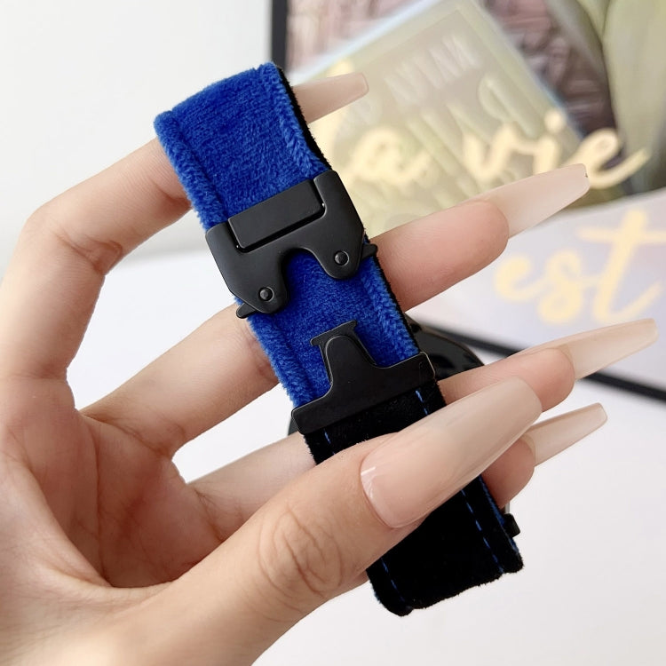 For Samsung Galaxy Watch 7 / 6 / 5 Snap Button Brushed Plush Watch Band(Black Grey) by bashfashion