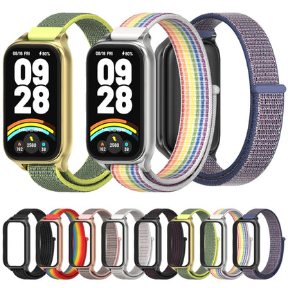 For Xiaomi Smart Band 9 Active / Redmi Band 3 Mijobs Metal Shell Nylon Loop Watch Band(Sea Shell Silver) by MIJOBS