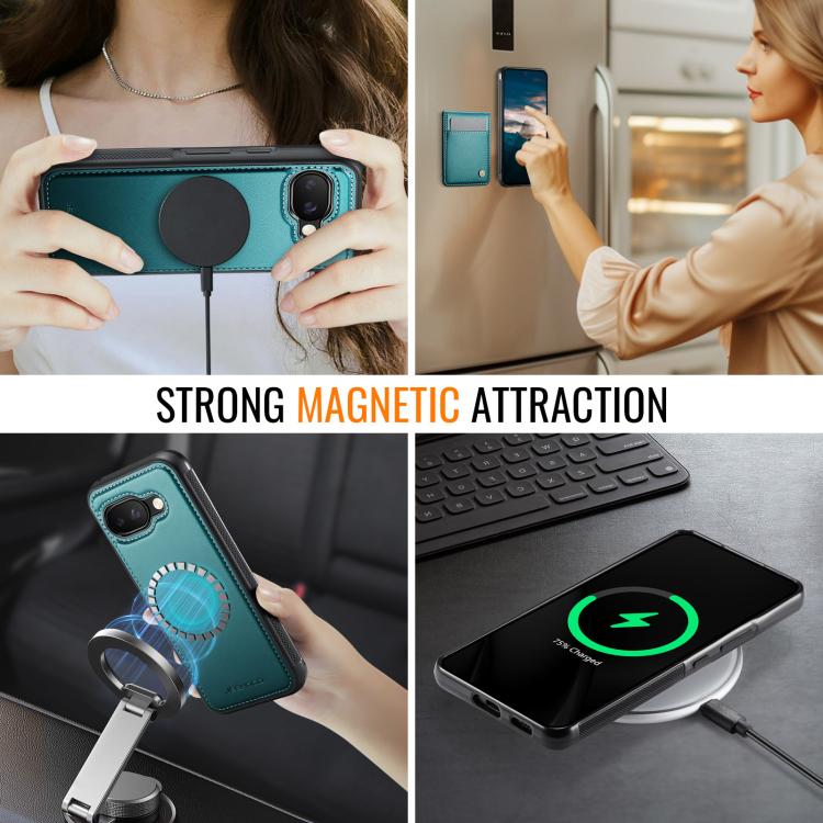 For Google Pixel 9a JEEHOOD J06 British Style RFID MagSafe Card Bag PU Phone Case(Green) by JEEHOOD