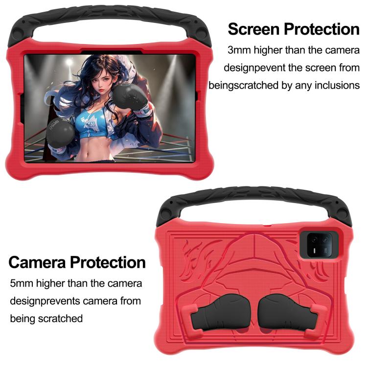 For Samsung Galaxy Tab S9 Boxing Series Kickstand EVA Shockproof Tablet Case with Shoulder Strap(Red Black) by bashfashion