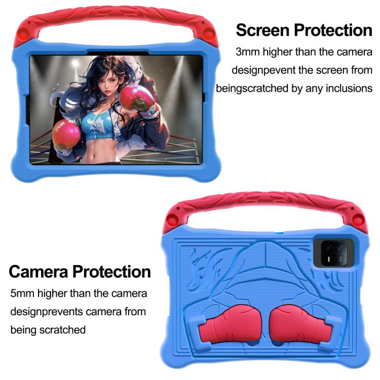 For Samsung Galaxy Tab S9 Boxing Series Kickstand EVA Shockproof Tablet Case with Shoulder Strap(Blue Red) by bashfashion