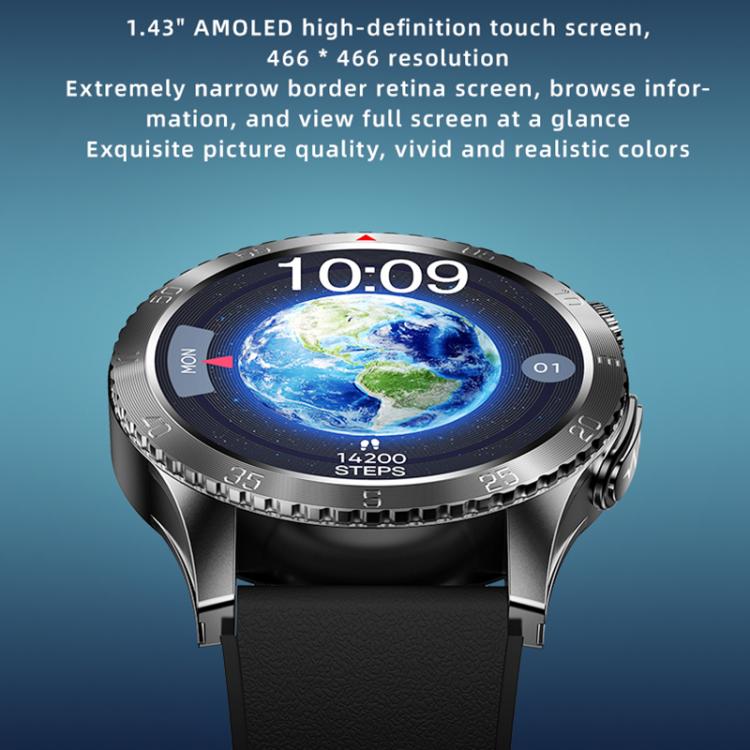 H9 1.43 inch Silicone Strap ECG Smart Watch Supports Bluetooth Calls/Smart Voice Assistant(Black) by bashfashion