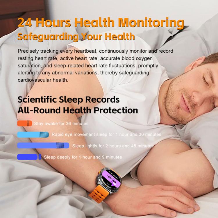 GT98 1.53 inch 2 in 1 Bluetooth Headphone IP67 Waterproof Smart Watch Supports Blood Oxygen Monitoring(Black Orange) by bashfashion