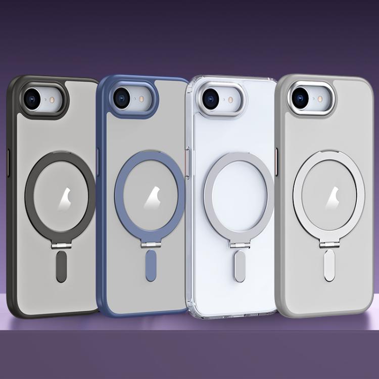 For iPhone 16e Airbag MagSafe Shockproof Frosted Phone Case with Fold Holder(Blue) by bashfashion