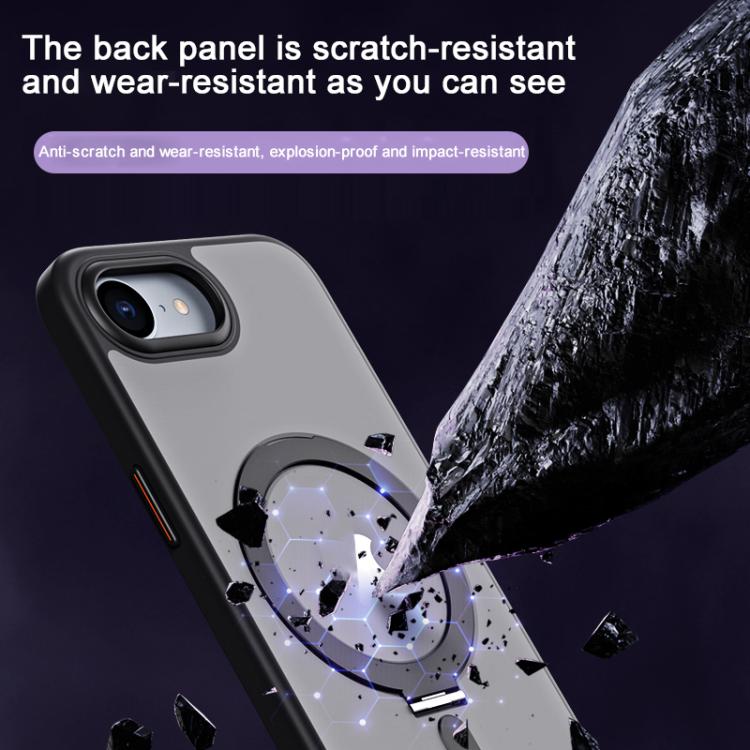 For iPhone 16e Airbag MagSafe Shockproof Frosted Phone Case with Fold Holder(Blue) by bashfashion