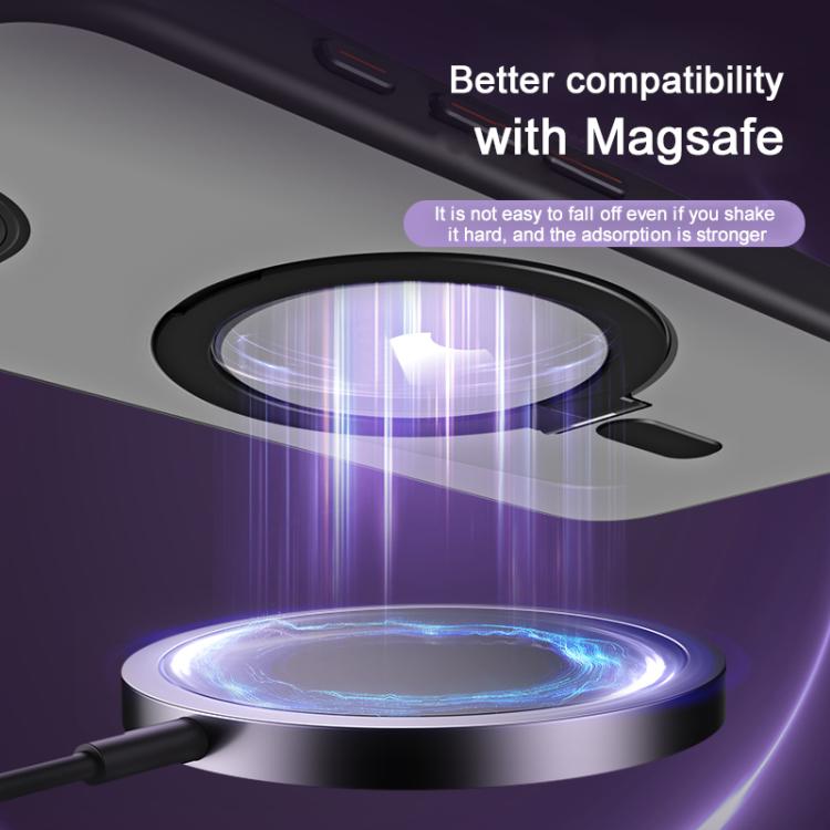 For iPhone 16e Airbag MagSafe Shockproof Frosted Phone Case with Fold Holder(Blue) by bashfashion