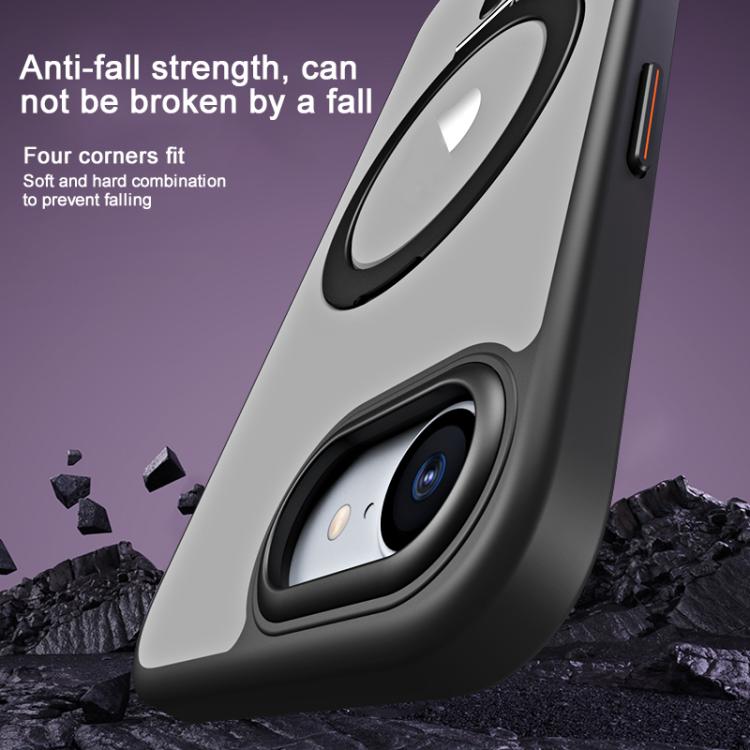 For iPhone 16e Airbag MagSafe Shockproof Frosted Phone Case with Fold Holder(Blue) by bashfashion