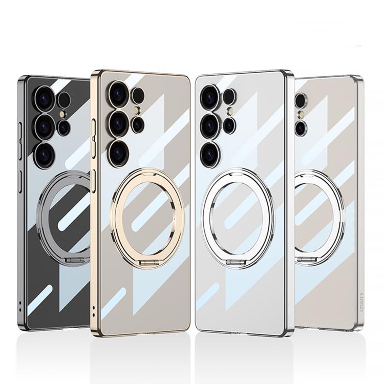 For Samsung Galaxy S25 Ultra 5G GKK PC Phone Case with Magnetic Rotating Holder, Not Included Pen(Transparent) by GKK