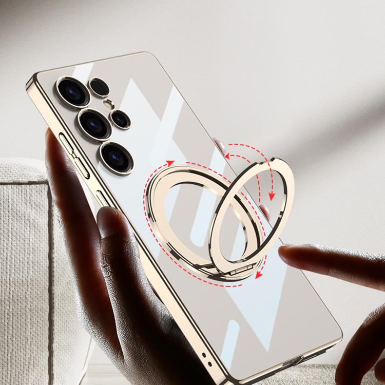 For Samsung Galaxy S25 Ultra 5G GKK PC Phone Case with Magnetic Rotating Holder, Not Included Pen(Transparent) by GKK