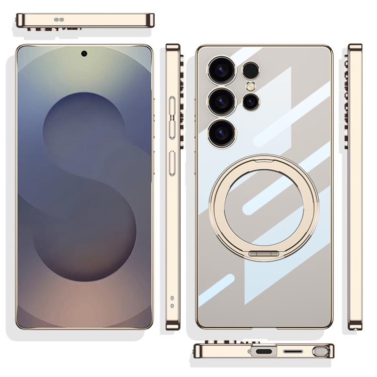 For Samsung Galaxy S25 Ultra 5G GKK PC Phone Case with Magnetic Rotating Holder, Not Included Pen(Transparent) by GKK