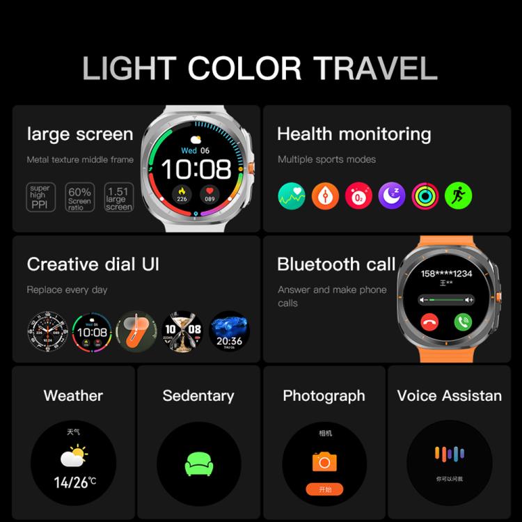X7 1.51 inch IPS Screen Bluetooth Smart Watch Supports Healthy Monitoring(Orange) by bashfashion
