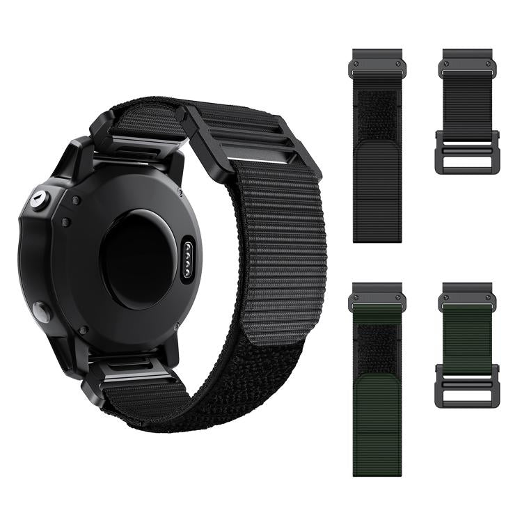 For Garmin QuickFit 26mm Kalebol Loop Nylon Buckle Watch Band(Black) by Kalebol