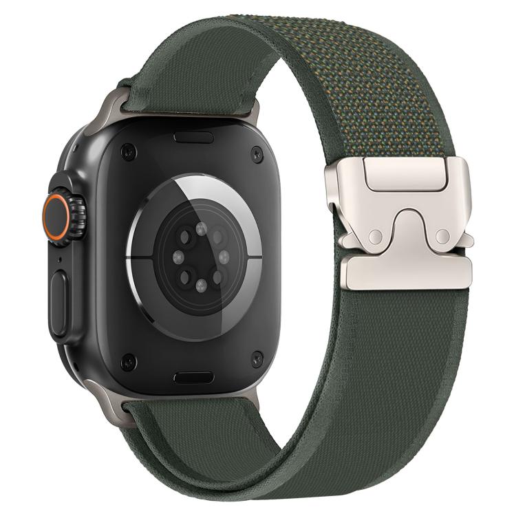 For Apple Watch 42mm / 41mm / 40mm / 38mm xDfind Titanium Buckle Snap Button Loop Nylon Watch Band(Green) by xDfind