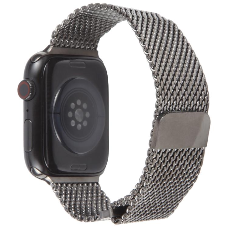 For Apple Watch 42mm / 41mm / 40mm / 38mm Double-section Magnetic Milanese Titanium Watch Band(Titanium Color) by bashfashion