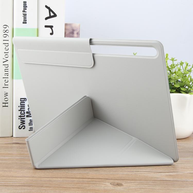 For Samsung Galaxy Tab S10+ / S9 FE+ Fixed Buckle Magnetic Deformation Leather Tablet Case(Grey) by bashfashion
