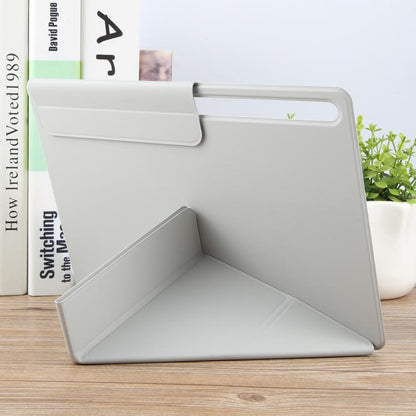 For Samsung Galaxy Tab S10+ / S9 FE+ Fixed Buckle Magnetic Deformation Leather Tablet Case(Grey) by bashfashion