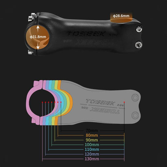 TOSEEK K04 Full Carbon Fiber Brazing Road Mountain Bike Handlebar Riser Faucet, Size:17 Degree, 70mm(Black Grey Silver) by TOSEEK