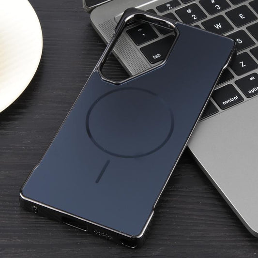 For Samsung Galaxy S22 Ultra 5G Electroplating Frameless Frosted Anti-Glare PC MagSafe Phone Case(Black) by bashfashion