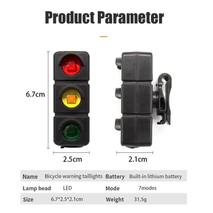 QX-W19 Creative Bicycle Three Color LED Tail Light, Safe Night Riding Warning Light(Black) by bashfashion