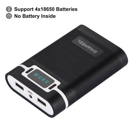 HAWEEL DIY 4 x 18650 Battery (Not Included) 10000mAh Power Bank Shell Box with 2 x USB Output & Display for iPhone, Galaxy, Sony, HTC, Google, Huawei, Xiaomi, Lenovo and other Smartphones(Black) by HAWEEL
