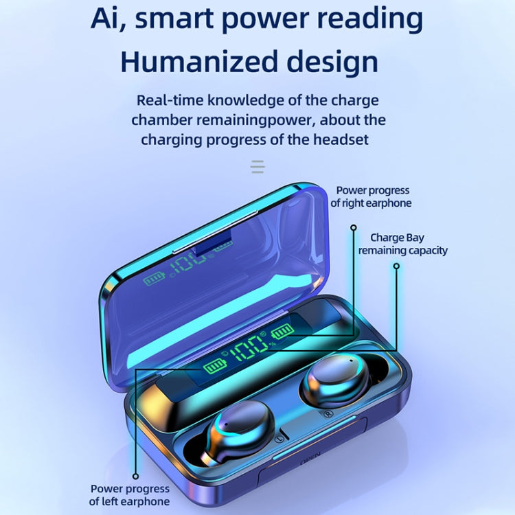 F9-5C Macaron Series Four-bar Breathing Light + Digital Display Noise Reduction Bluetooth Earphone (Baby Blue) by bashfashion