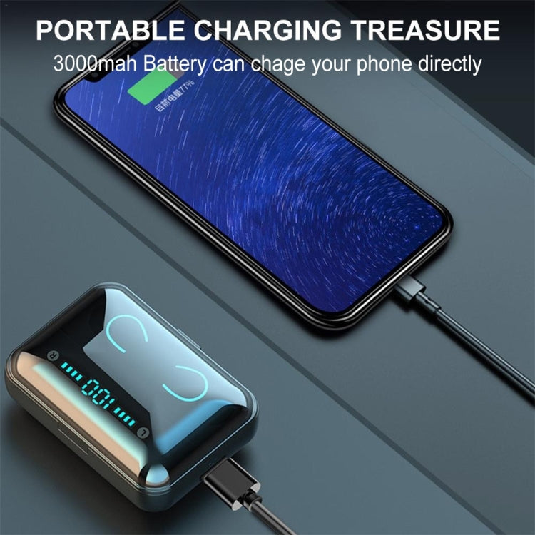 F9-5U Four-bar Breathing Light + Digital Display Noise Reduction Touch Bluetooth Earphone with Charging Box (White) by bashfashion